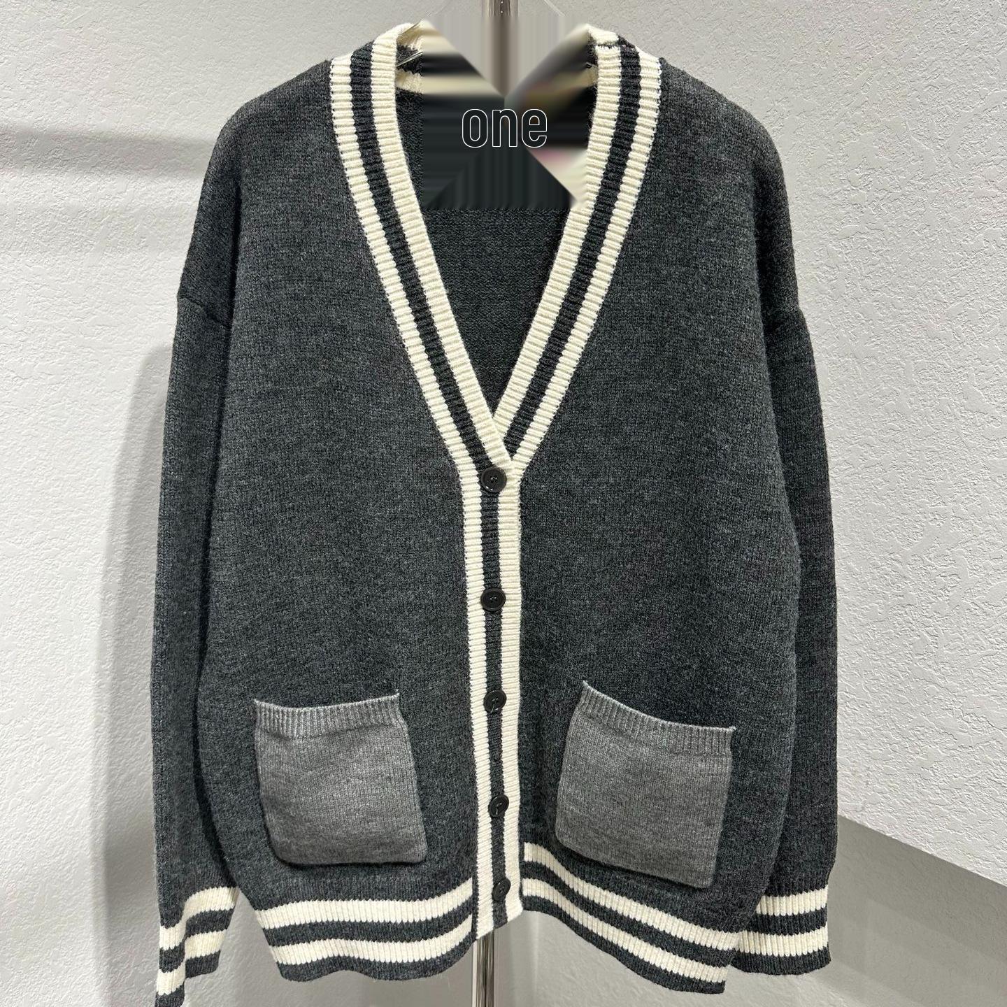 

THOM BRASSY 1762 Colorblock Lazy Cardigan Small