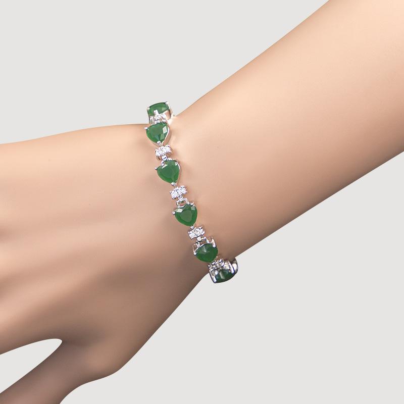 Pulseira Coração Cravejada de Zircônia de Luxo Leve Joia Pulseira Popular em Forma de Coração Moderna que Não Desbota