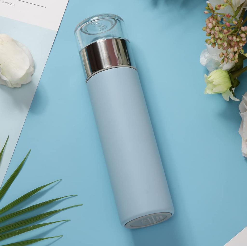 PAO THERMO MUG SLIM, available in five colors. Stylish tumbler (water bottle) with tea strainer. Featured in anan magazine. Enjoy freshly brewed tea