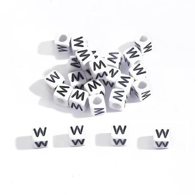 100-500pcs Acrylic A-Z Letter Bead White Square Cube Alphabet Bead for Jewelry Making Diy Bracelet Necklace Earrings Accessories