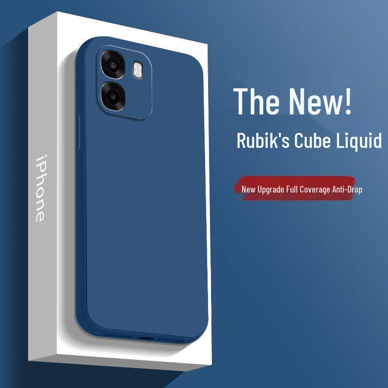 Compatible OPPO A6i+ Solid Color Rubik's Cube Liquid Silicone Case - Full Coverage, Anti-fall, Soft Edge.