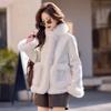 Winter 2024 Women's Young Style Fox Fur Motorcycle Suede Down Jacket YJ6896