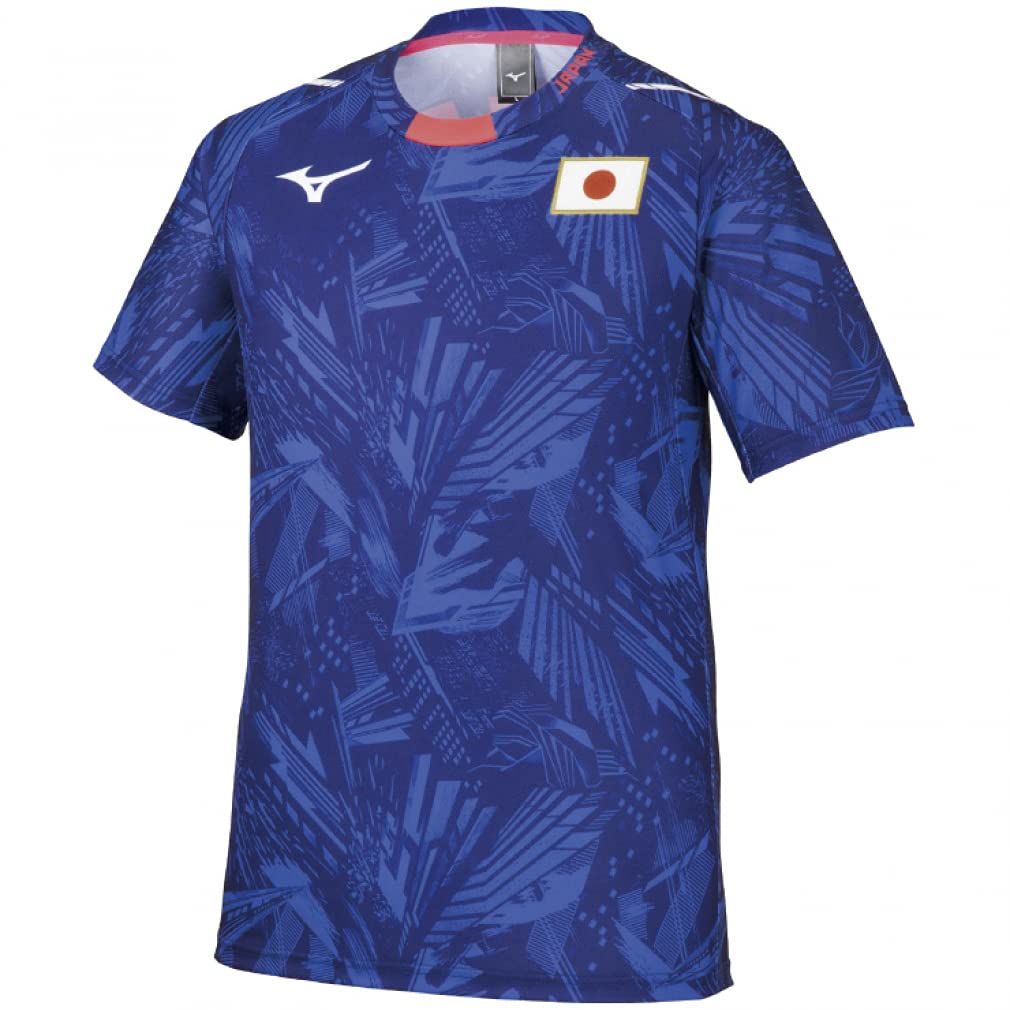 

Mizuno Replica Japan National Team Cheering T-Shirt with Japan Logo, Unisex, Junior Available, Size L (32MA0505), Blue