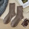 5 Pairs of Female Autumn and Winter Color Stripes In The Tube Warm Pile Socks