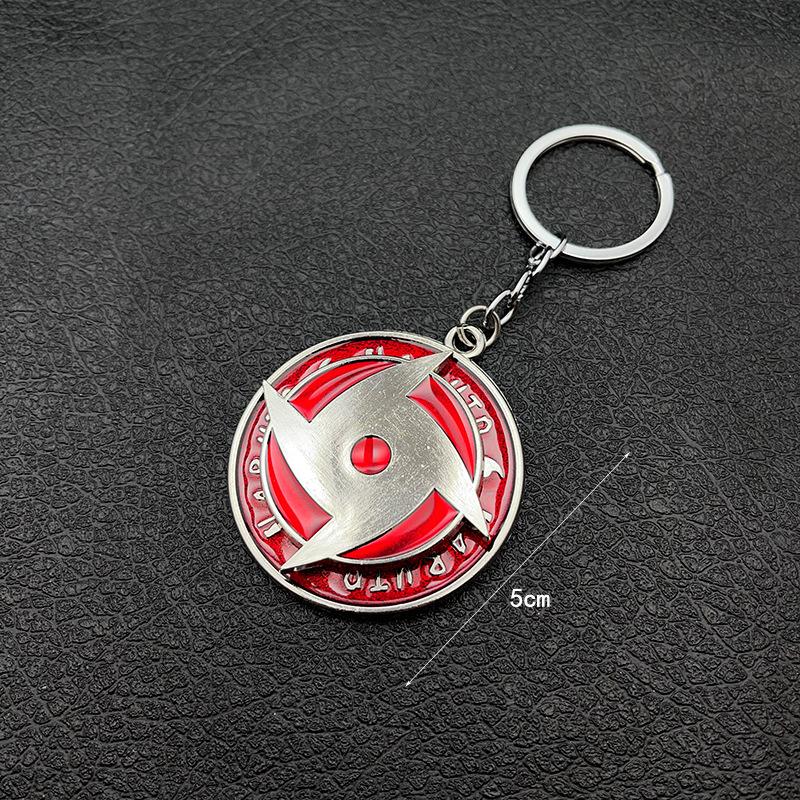 Naruto anime adorable keychain peripheral three magma marleidoscope Sharingan logo rotatable keychain pendant keyring cartoon