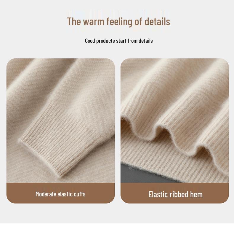 Men's 100% Wool Thick Round Neck Casual Sweater - Autumn/Winter Pullover
