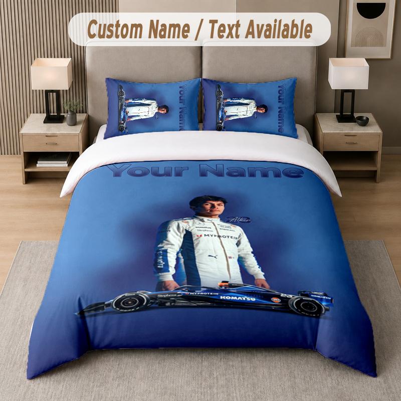 Custom Name Alex Albon 3Pcs Duvet Cover Set Personalized Text Bedding Pillowcases Bedroom