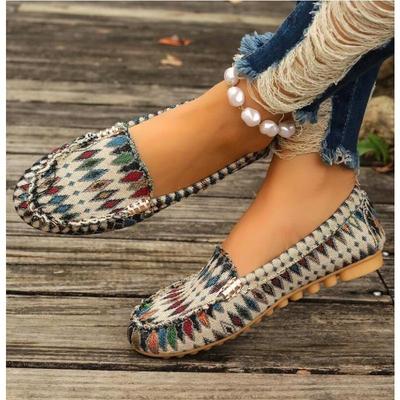 Scarpe piatte antiscivolo in tessuto da donna, punta rotonda, traspiranti, slip on, scarpe pigre, scarpe da passeggio vulcanizzate, scarpe da ginnastica basse