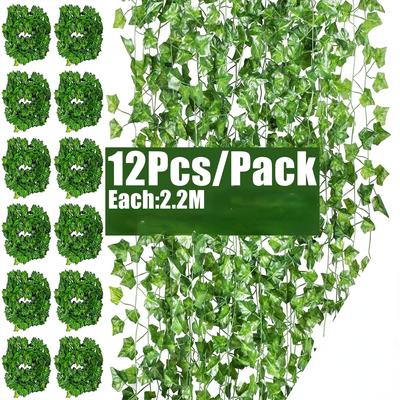 12 Paket Ivy Garland Sahte Yaprak Bitkiler Asma Asılı Çelenk Sahte Yeşillik Çiçekler Ev Mutfak için