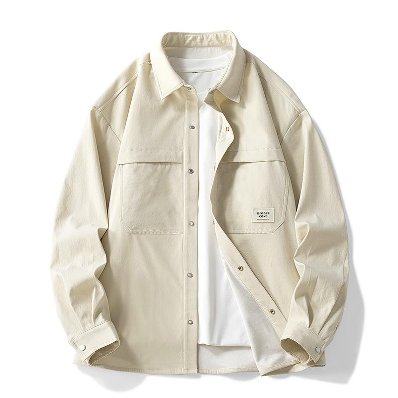 Collar Long Sleeved Shirt for Men, Loose Fitting and Stylish Casual Shirt Jacket