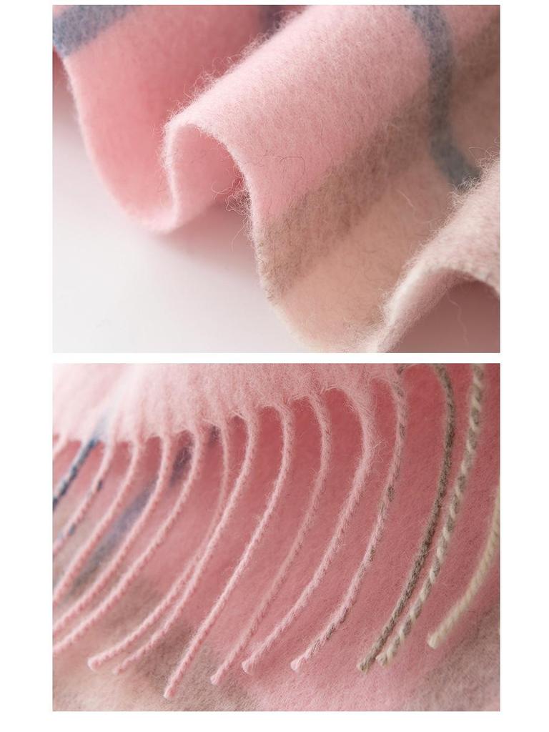 Korean Style Premium Women's Wool Scarf - Autumn/Winter British Plaid Shawl