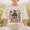 Nordic Forest House T-Shirt Botanical Folk Art Nature Tee Cottagecore Aesthetic Graphic Sweater
