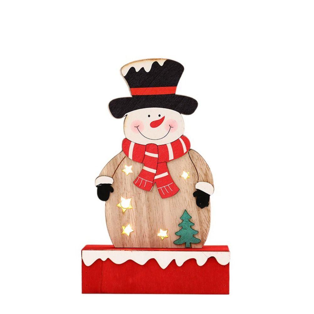 

Creative Wooden Christmas Ornaments Household Standing Elk Figurine New Year Decor S-Snowman