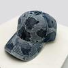 Baseball Pattern Irregular School Old Vintage American Women  Men Her Him For Fresh Caps Peaked Hats Sunshade Street Versatile Personal Denim