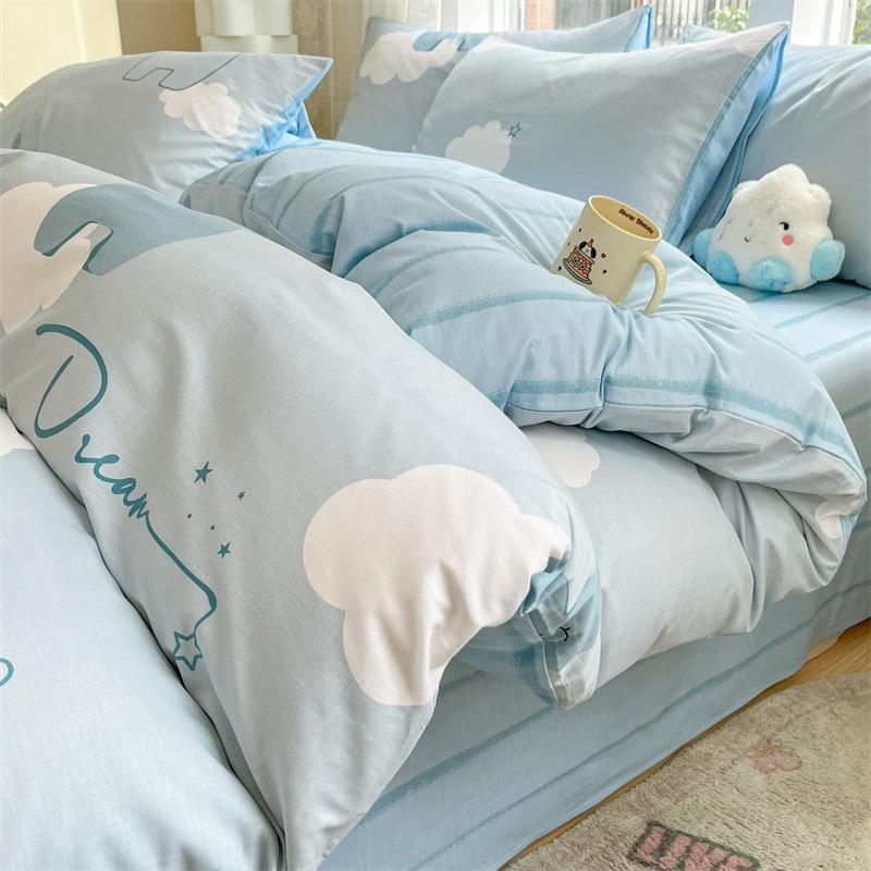 Bedding Four-piece Set, Cotton Pure Cotton Floral Quilt Cover, Bed Sheet Dormitory Three-piece Set