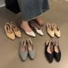 Fashion Bailamos Women Flats Low Heel Slingback Sandals Slip On Shallow Mules Shoes Pointed Toe Female Office Lady Work Shoes Mujer