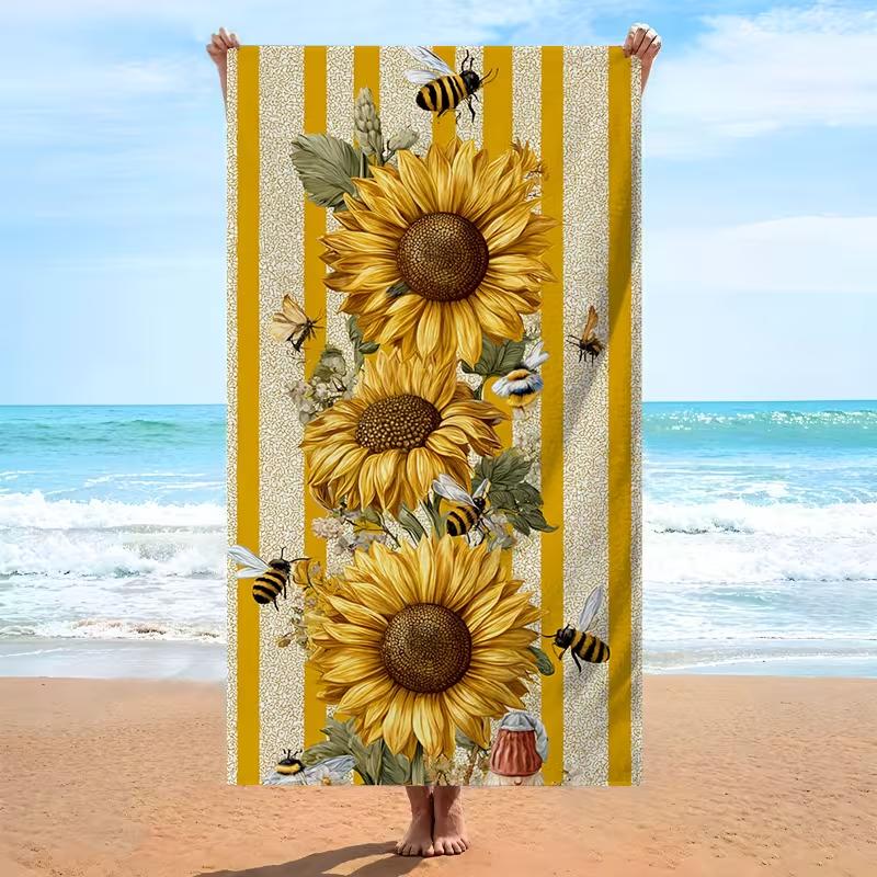 Bohemian Floral Print Summer Beach Towel Quick Dry Lightweight Sandproof Absorbent Towel for Travel Pool Camping Yoga