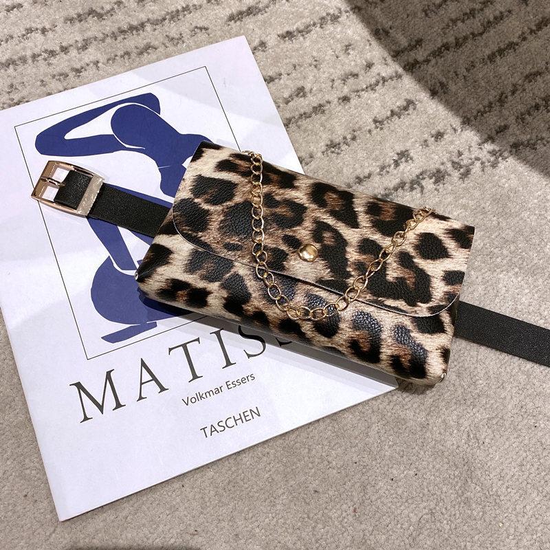 Dámská taška, nová malá ledvinka s leopardím vzorem, trendy módní řetízek, taška přes rameno na mobilní telefon, módní taška přes rameno.