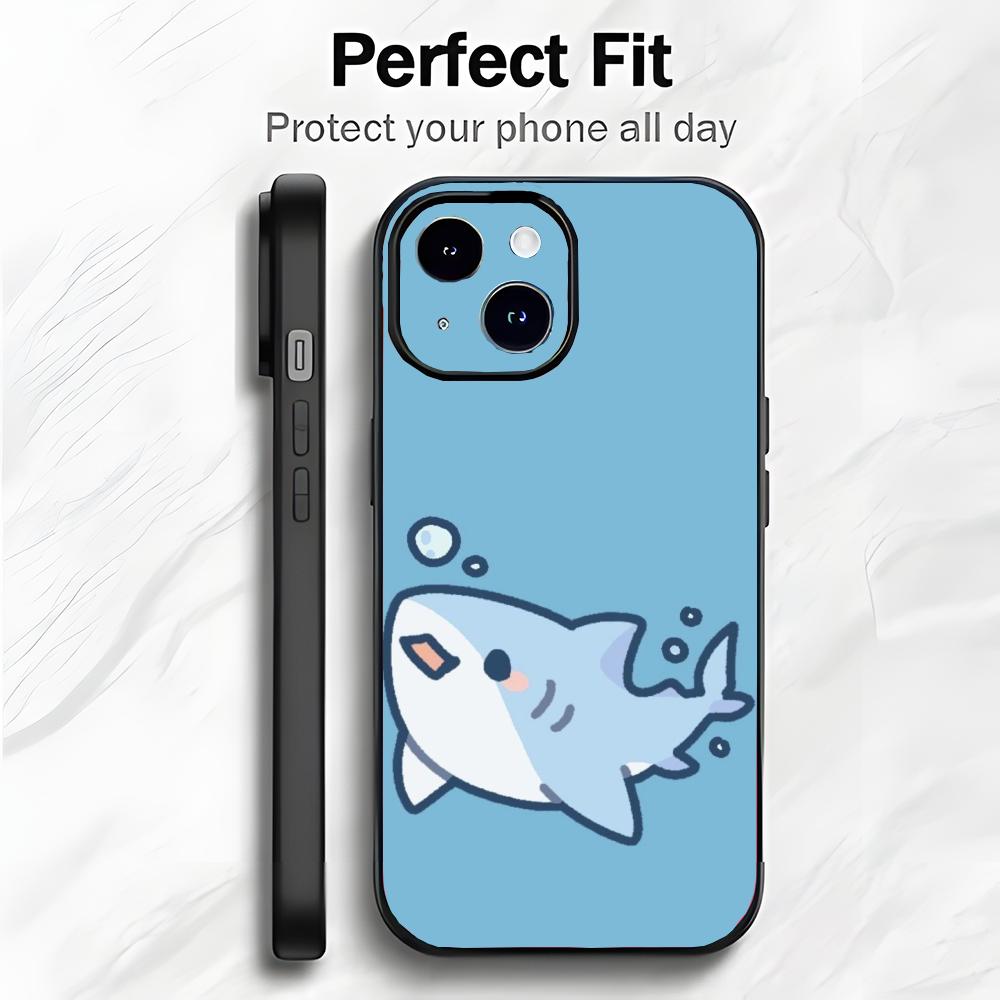Cartoon Cute Shark Sea Art Phone Case Phone Case Soft Packaging Lightweight For iPhone17 16 15 14 13ProMax