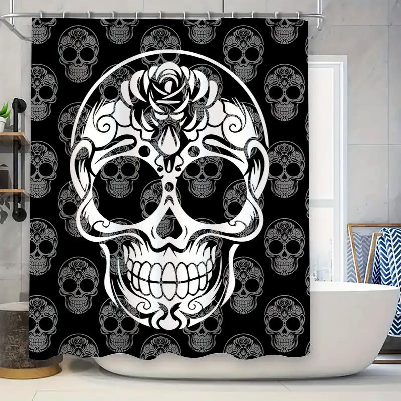 Tuniu Black Skull Pattern Shower Curtain Gothic Design Room Decor Cool Skull Art Bathroom Decor