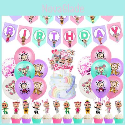 Entzückendes Cry Babies Magic Tears Geburtstagsfeier Dekorationsset mit bunten Bannern und Ballons
