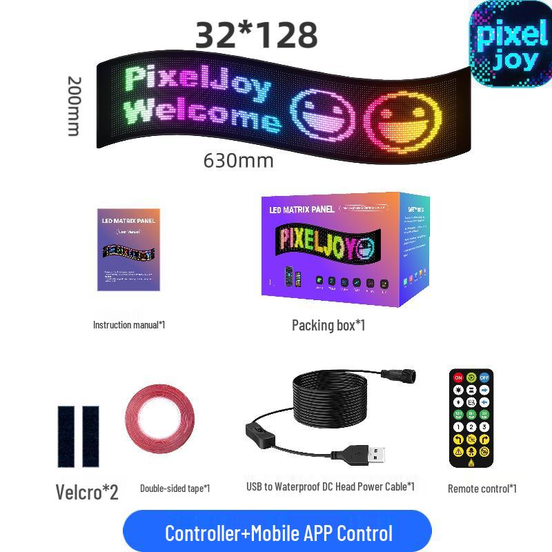 LED Full-Color Bluetooth Interactive Car Screen Sticker - Waterproof & DIY