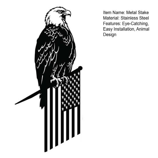 Yousheng Vlajka Orla Stromová Kůl Kovová Silueta Zvířete Dekorace Zahradní Dekorace Zvířecí Znamení s Kůlem pro Zahradní Strom Plotový Sloupek Venkovní Dekorace