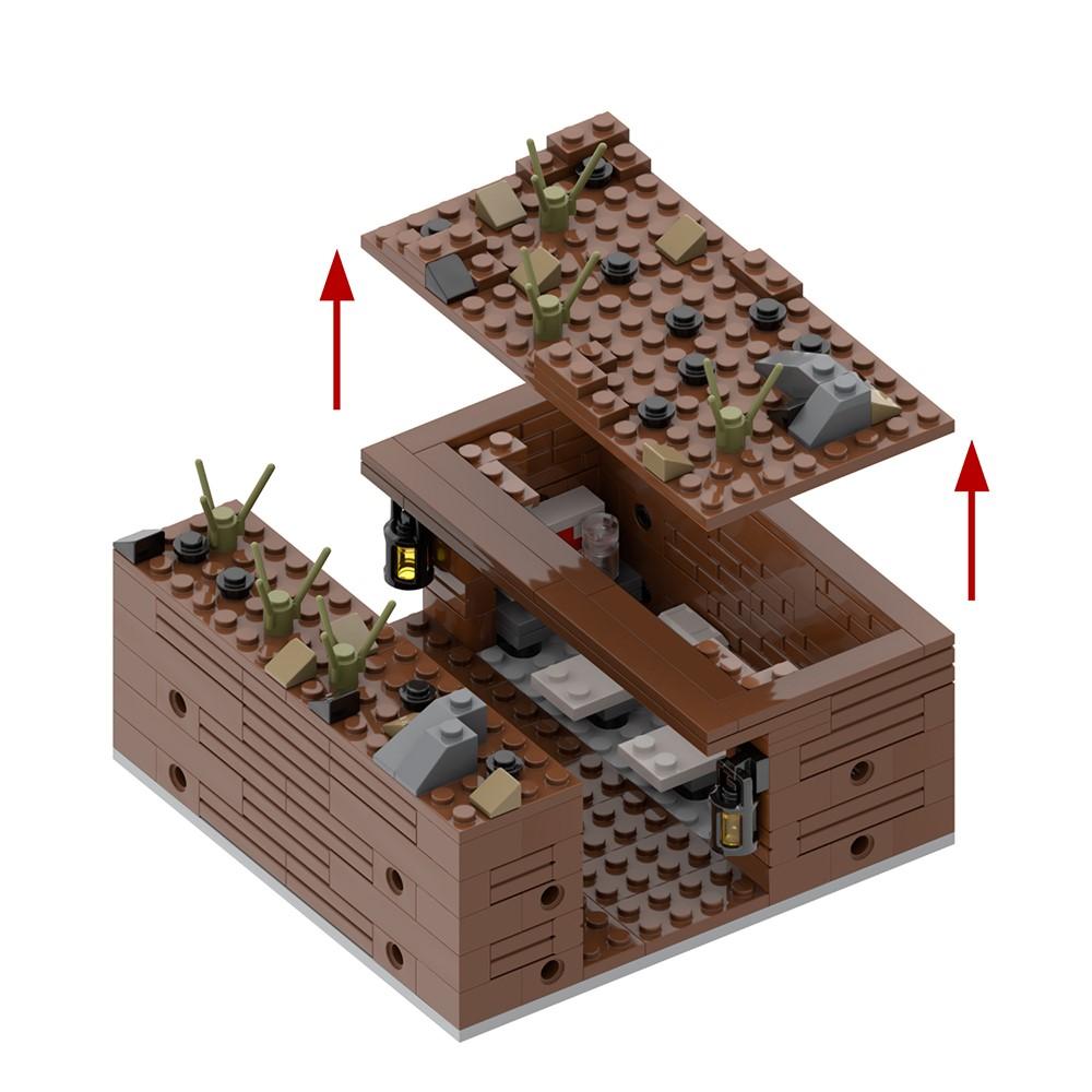 MOOXI Military Series MOC Bricks WW2 Trench FortressBattlefield Scene Set Compatible Wars Action Figure Blocks Toys Gift MOC5064