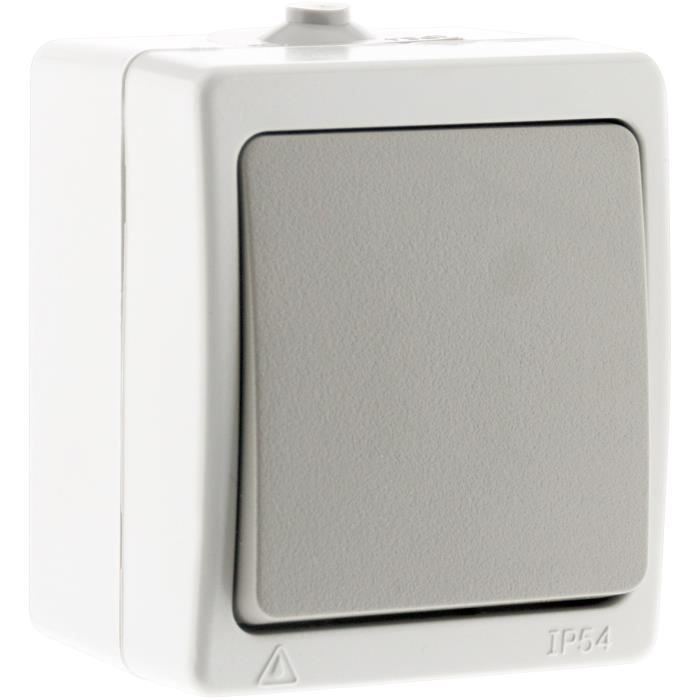 Va-et-vient simple Gris Clair IP54 - Akya