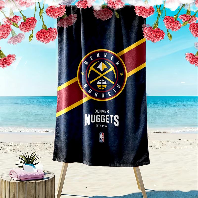 Пляжное полотенце с принтом Denver Nuggets, Большое мягкое быстросохнущее полотенце для пляжа, кемпинга, плавания
