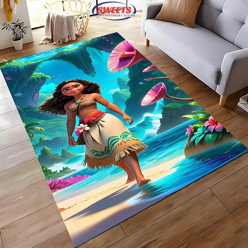 Disney Moana Cartoon Carpet New Release! Bedroom Living Room Bed Mat, Non-slip Exquisite Home Decor, Durable Washable Rug
