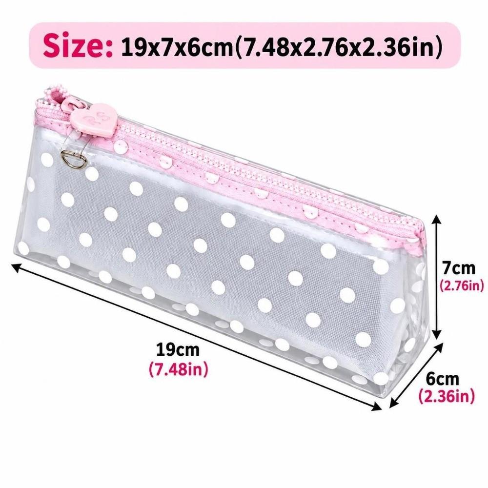 Polka Dot Print Pencil Case Detachable Pencil Pouch Portable Stationery Bag Students
