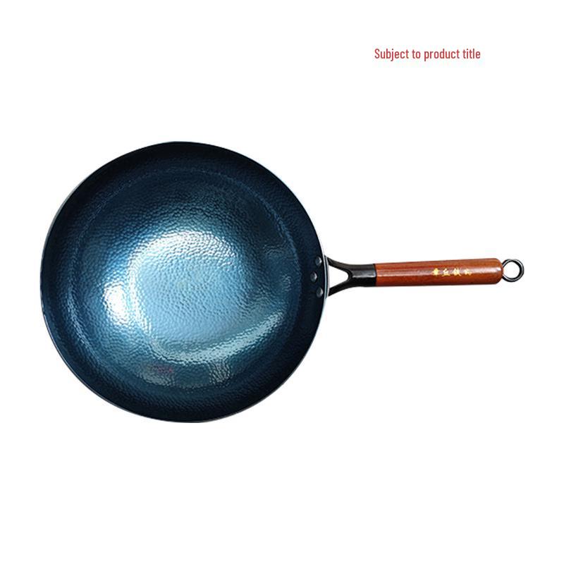 Traditional Hand-Forged Wrought Iron Wok 34cm