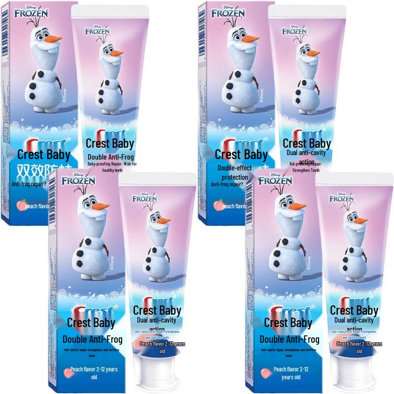 Crest Kids Dual-Action Anti-Cavity Toothpaste, Olaf Edition, 90g x 4 Pack with Vinda Tissues