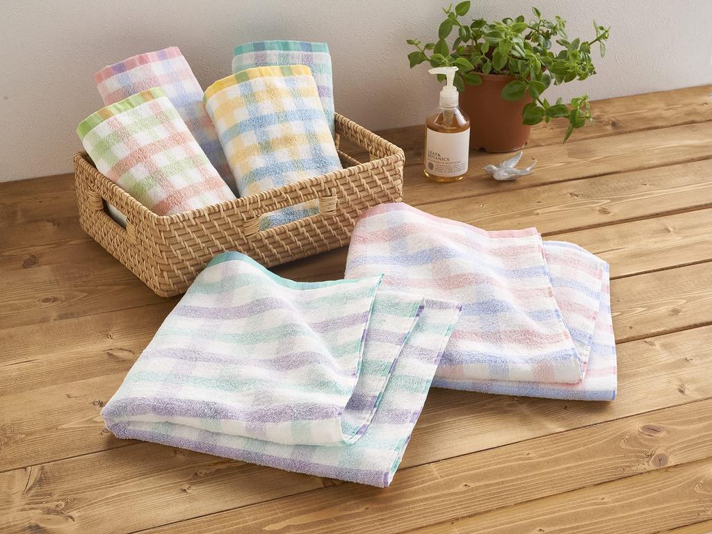 Kosugizen Baie Moale Fin 2 1 60 x 120 Moale la Fin Set de Prosop, Carouri, culori, fiecare, cm, atingere, fir, 2, SV-6216-2