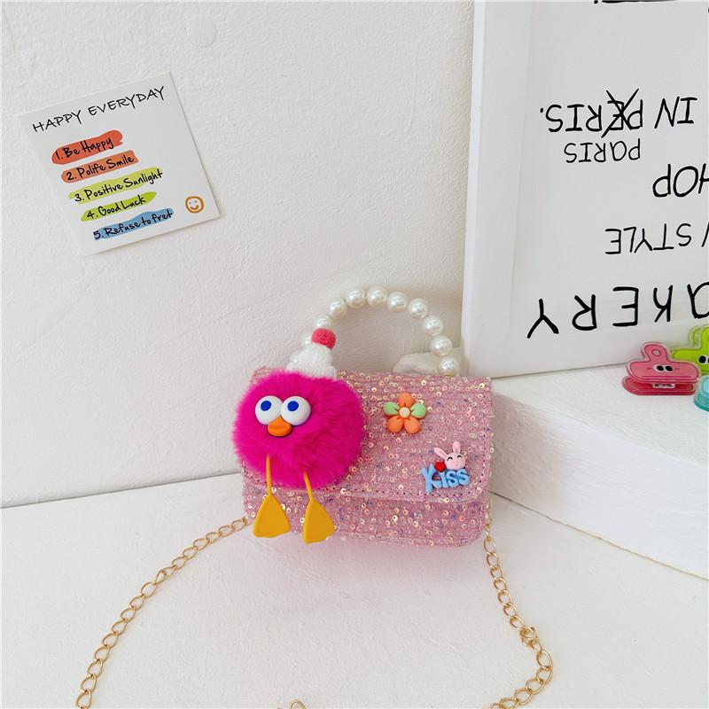Trendy Kids Crossbody Bag With Stylish Pearl Handle And Fashionable Animal Design For Girls