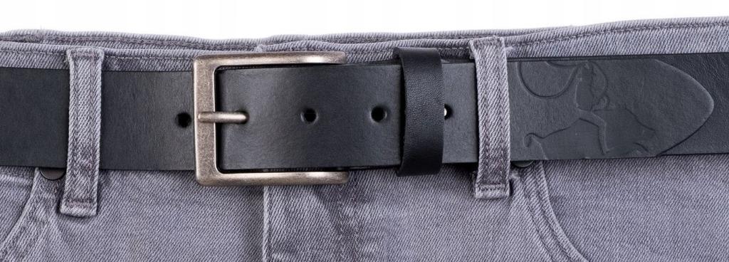 Wild DźINS men's leather belt black genuine grain leather Size 125 cm