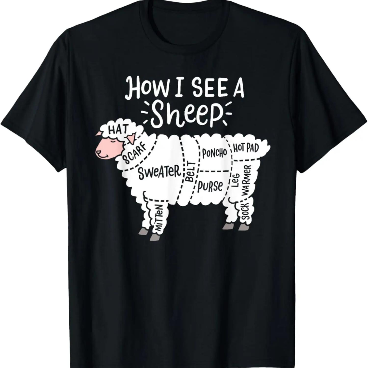 How I See A Sheep Cute Yarn Wool Sheep Knitter Knitting T-Shirt S чёрный