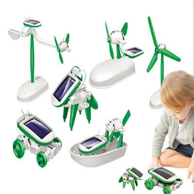 6-in-1 Solar Power Toys Educational Kit DIY Experiment Building Project Solar Powered Boat Airplane Windmill for Boys & Girls