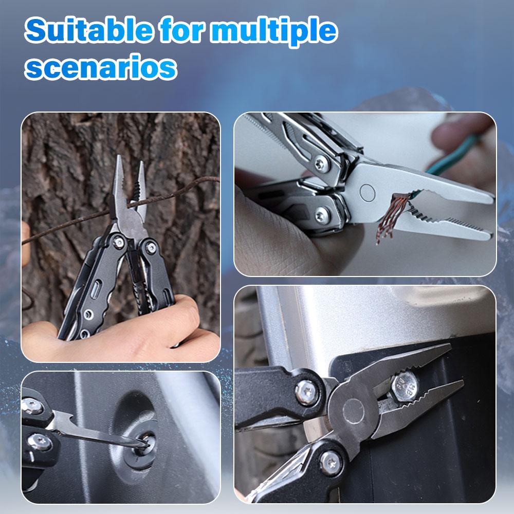 Stainless Steel Camping Multitool Folding Pliers & Knife Design Portable Outdoor Survival Gear for Hiking & Emergency Situations