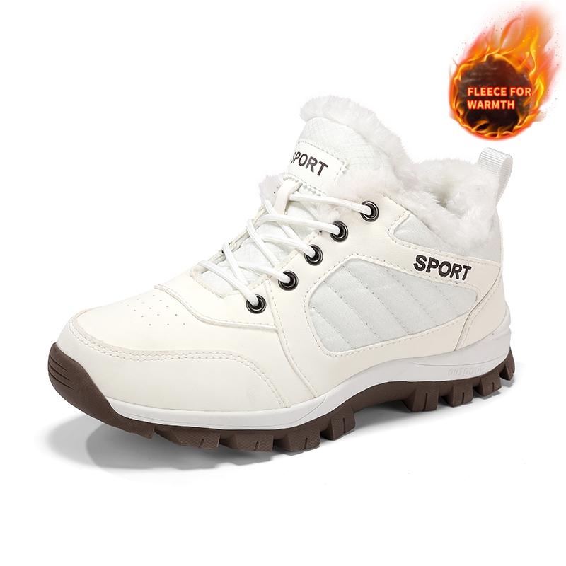TUINANLE Couple Outdoor Hiking Shoes Warm Plush Flat Lace Breathable Soft Sole Low-top Boots Unisex Camping