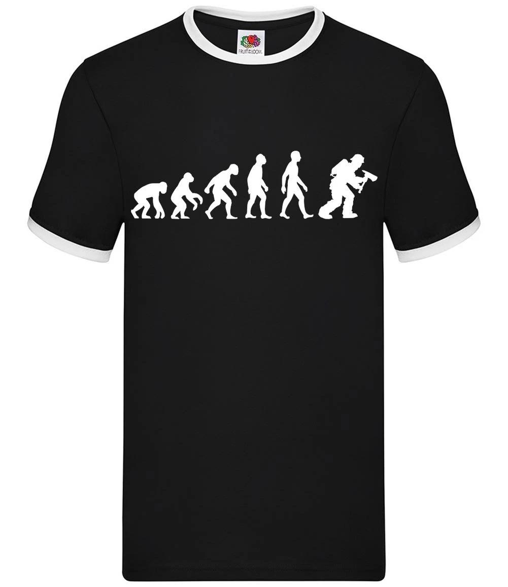 Evolution of Man Firefighter - Mens Ringer - Fireman Fire Job man job XS