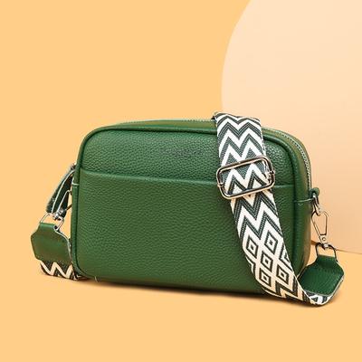 Wide Shoulder Strap Fashionable and Simple Single-shoulder Crossbody Bag Top Layer Cowhide Small Square Bag