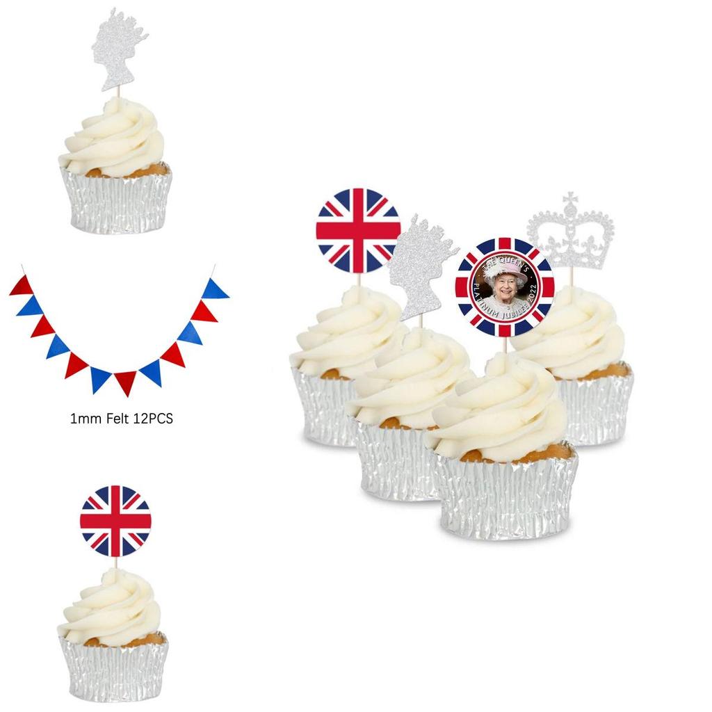 Elegant Queen 70th Platinum Jubilee Party Supplies Set Bunting Banner Caketopper More!