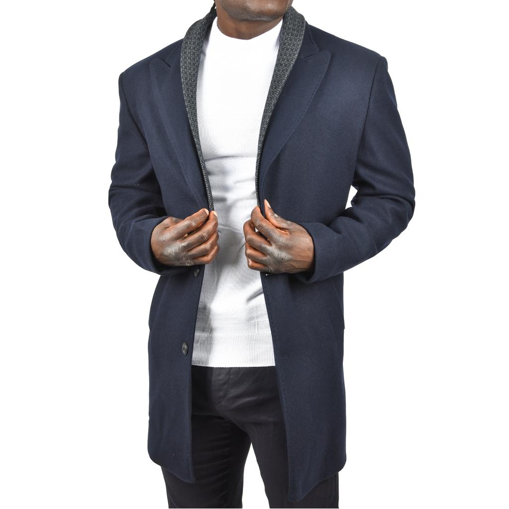 DeepSEA Çift Yaka Yakası Çıkabilen Dar Kesim Düğmeli Uzun Kaşe Kaban 2407001