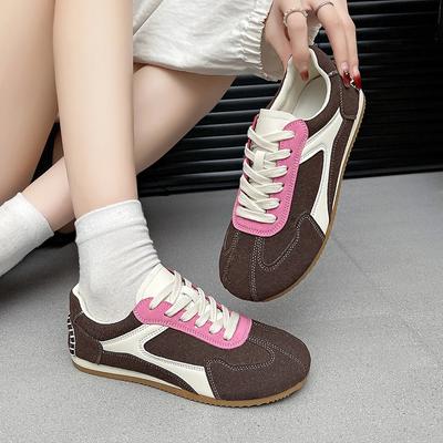 Shoes Female 2024 Lace Up Women's Vulcanize Shoes Outdoor Women Sneakers Mixed Colors Round Toe Low Heel Ladies Casual Shoes