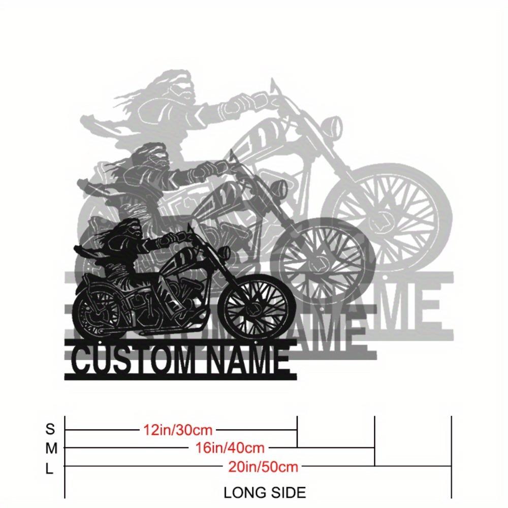 Custom Motorcyclist Metal Wall Art Personalized Name Farmhouse Porch Patio Gift Motorcycle Fan