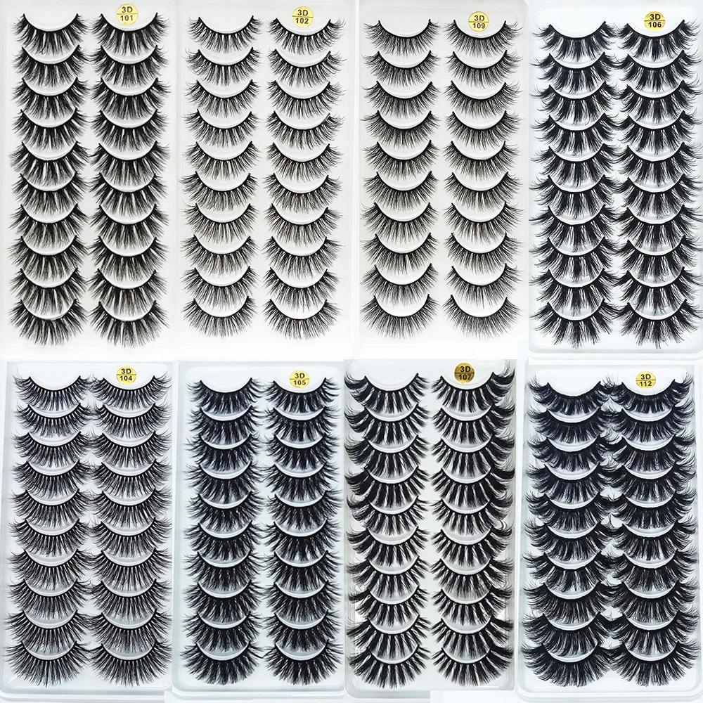 10Pairs 3d Lashes Mink False Eyelashes Eye Fake Lash Eyelash Extension Natural Set Wispy Lashes Supplies Tools Beauty Fluffy