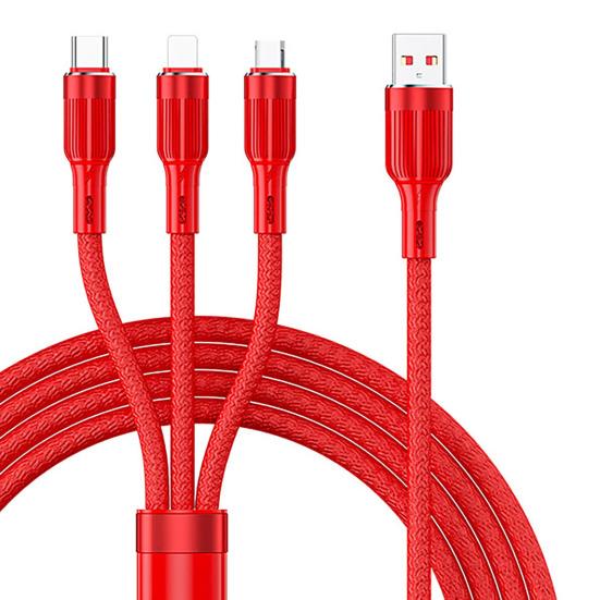 100W 3'ü 1 Arada Veri Kablosu Hızlı Şarj 6A Maksimum Pil Koruması Type-C/Micro USB/8-Pin Verimli Şarj Kablosu