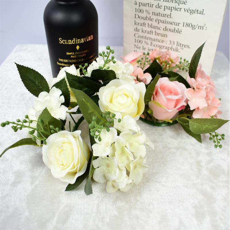 

European Simulation Flower Candlestick Decoration Rose Wreath Christmas Decoration Window Props Table Wedding Arrangement